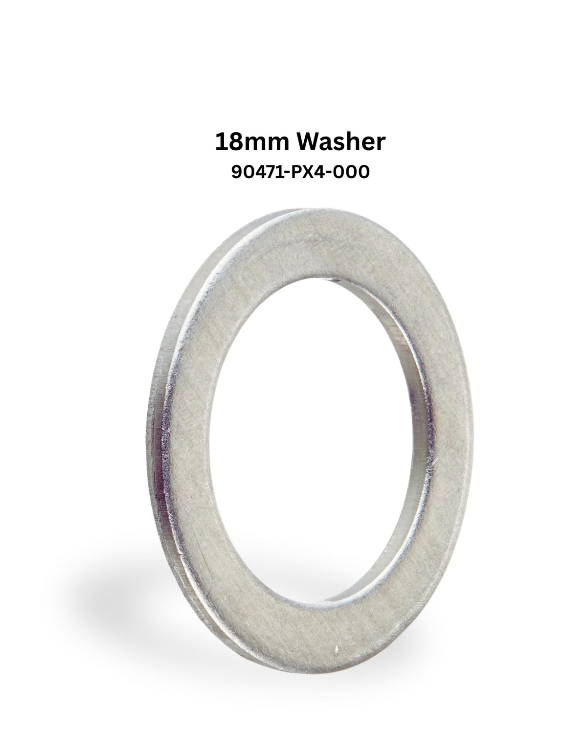 Honda 18 mm aluminum drain plug washer next to a drain plug for leak prevention