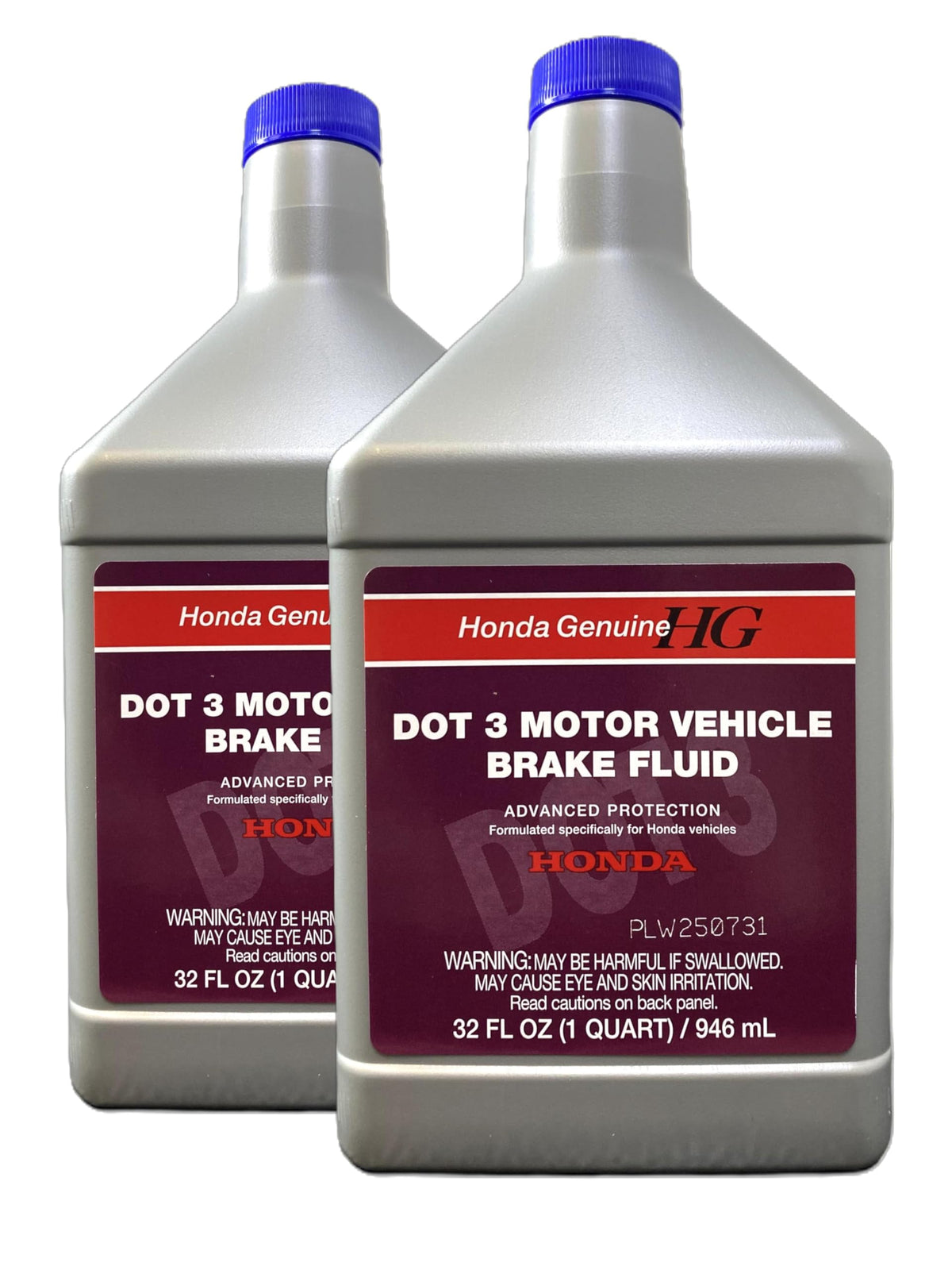 Honda DOT 3 front label showing product name and volume for OEM confidence