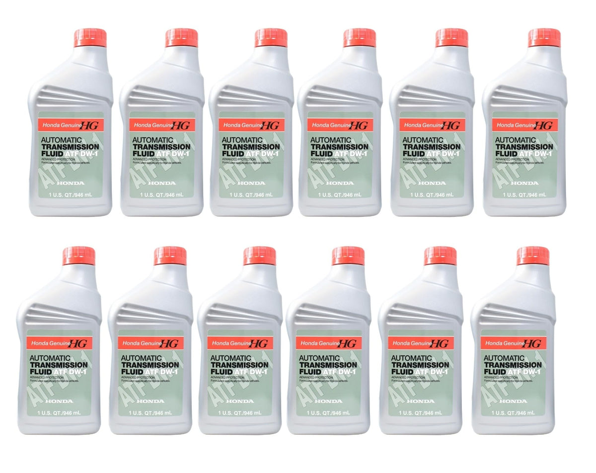 Honda DW‑1 front label on 1 quart bottle showing OEM identification and clarity benefit