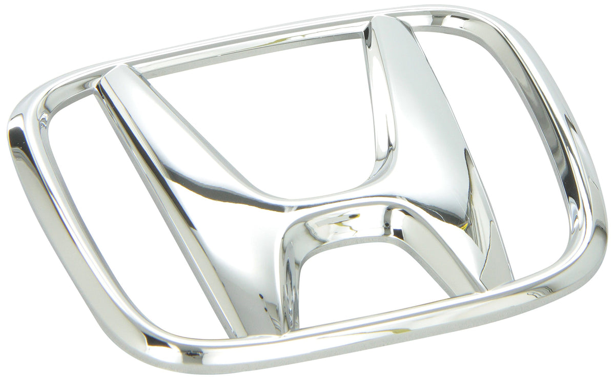 Honda emblem closeup chrome finish highlighting precise detail and durability