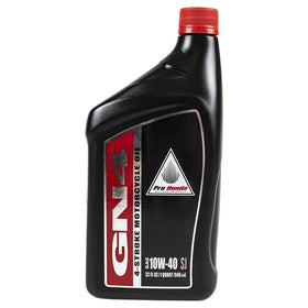 Honda GN4 close-up label highlighting part number and oil grade benefits
