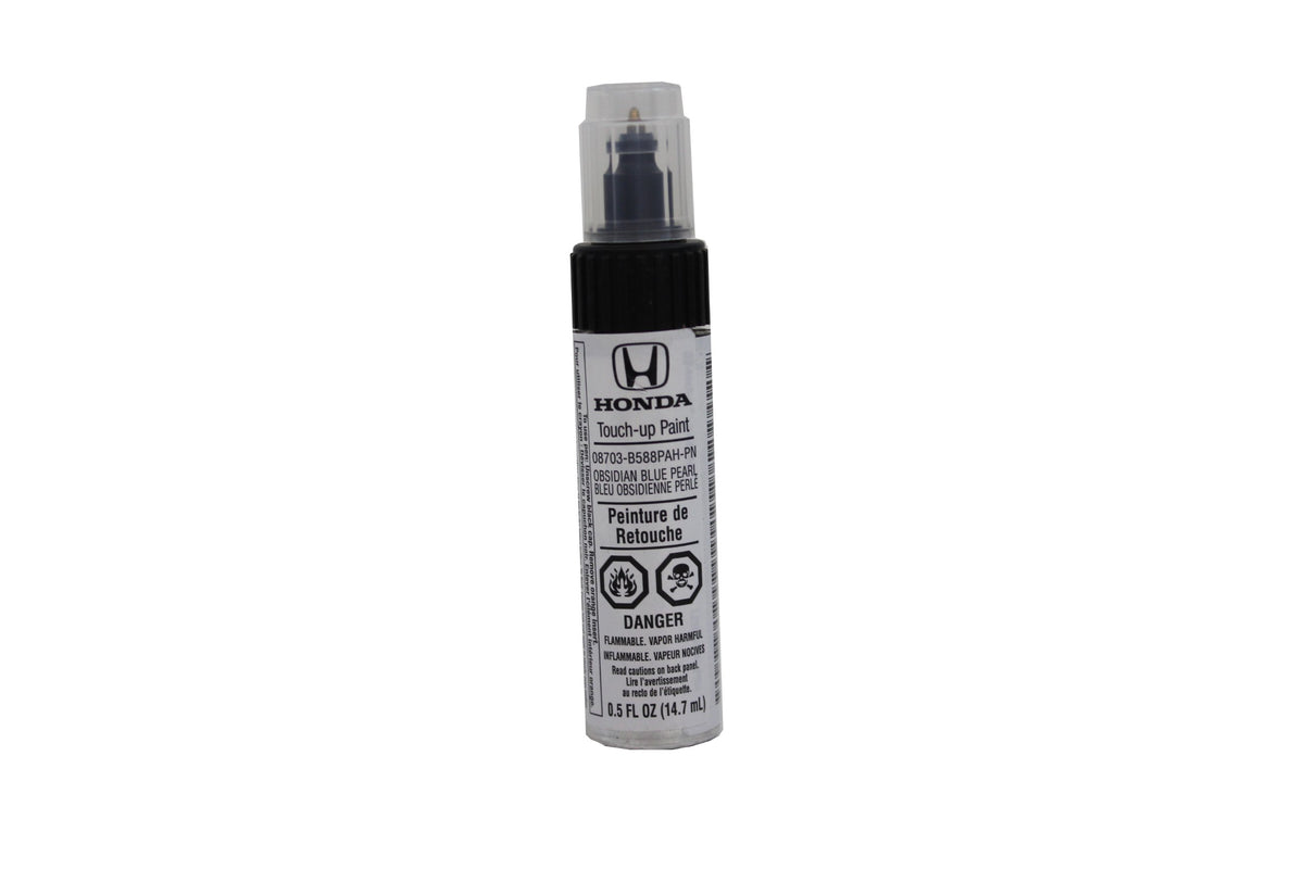 Honda Obsidian Blue Pearl bottle front showing label and brush for accurate repairs