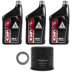 Honda oil change kit front packaging showing all included parts and model fitment benefits