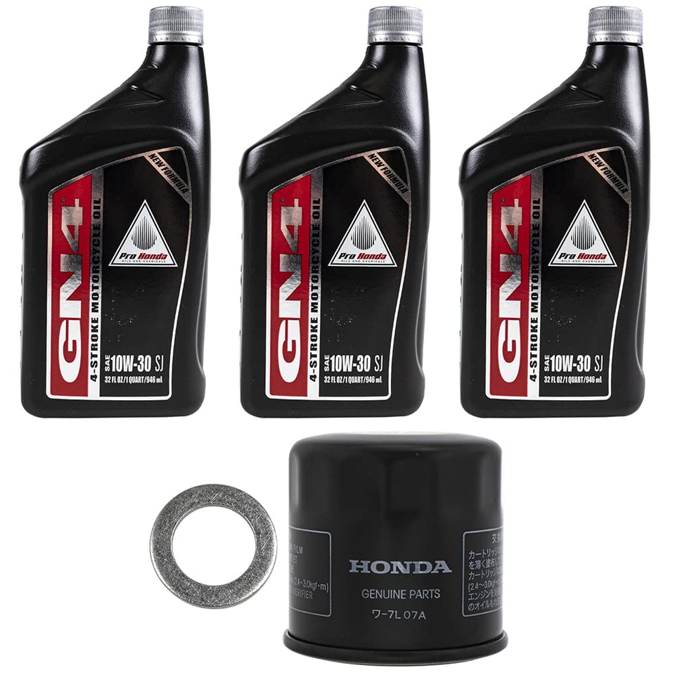 Honda oil change kit front packaging showing all included parts and model fitment benefits
