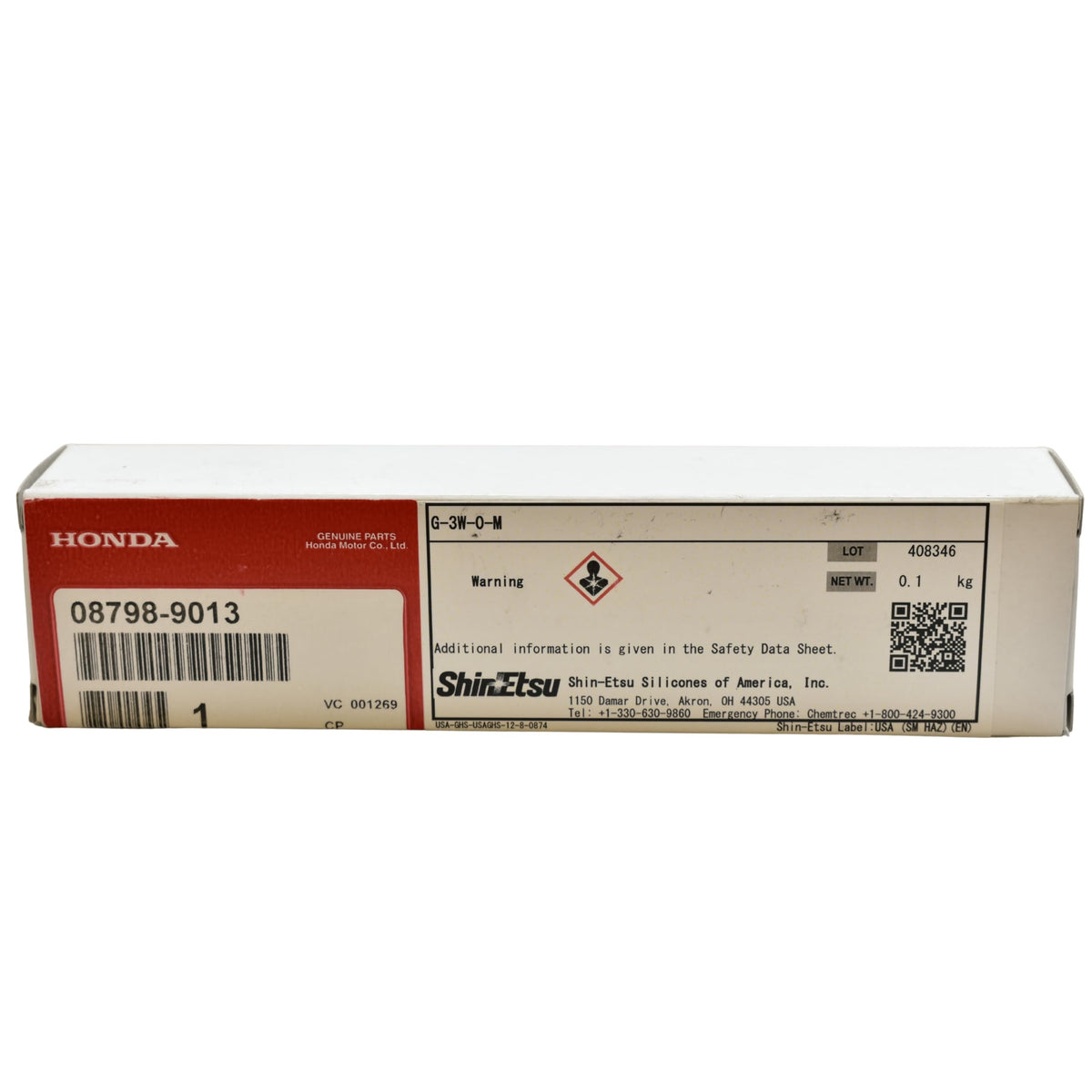 Honda grease tube beside ruler showing compact, workshop-friendly size