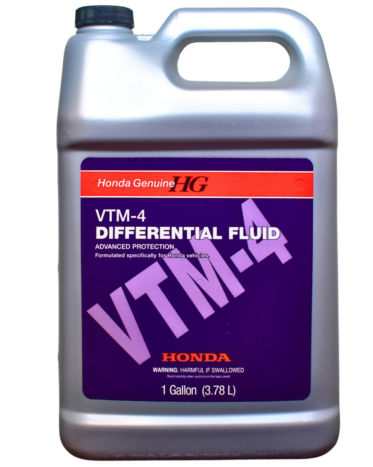 Honda VTM-4 one-gallon bottle front label showing OEM identification and benefit
