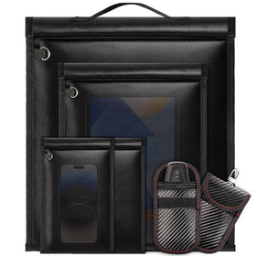 HONGDDY front packaging showing six-piece faraday bag kit and contents for secure storage