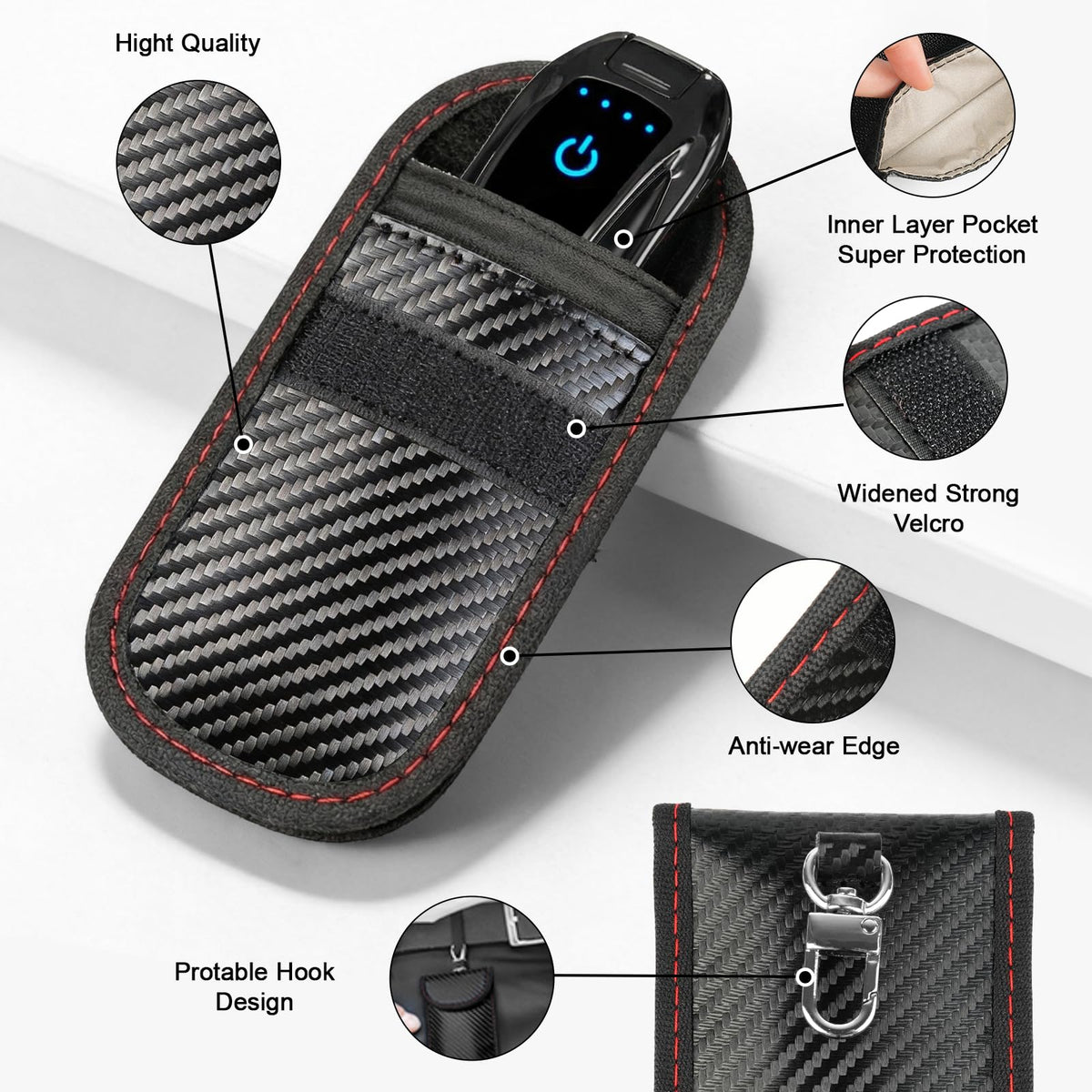 HONGDDY key fob close-up of roll-and-stay seal preventing unauthorized car access