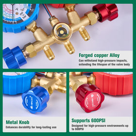 hongsen R410A adapters beside port enabling high-pressure system compatibility