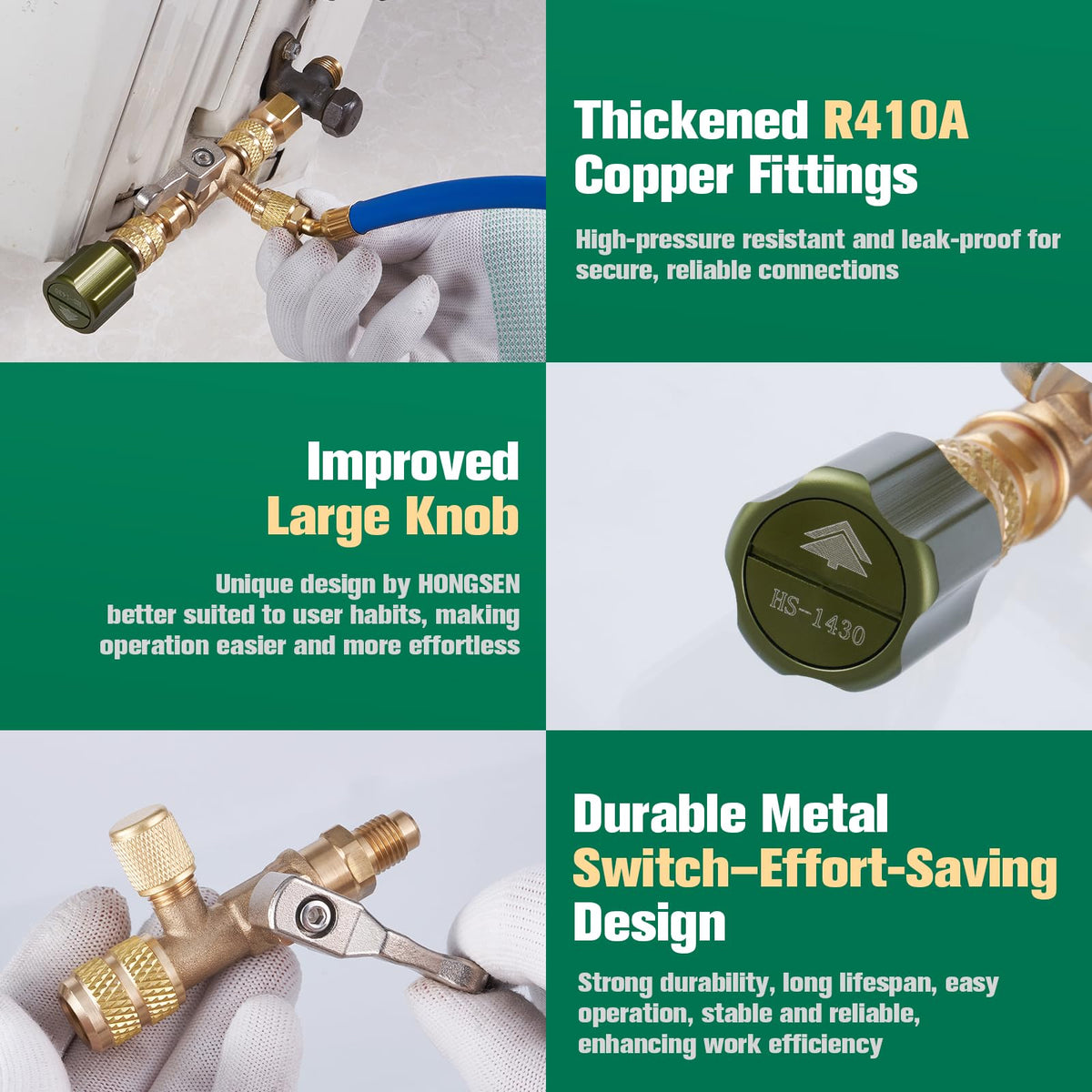Hongsen reinforced metal knob grip for durable, comfortable operation