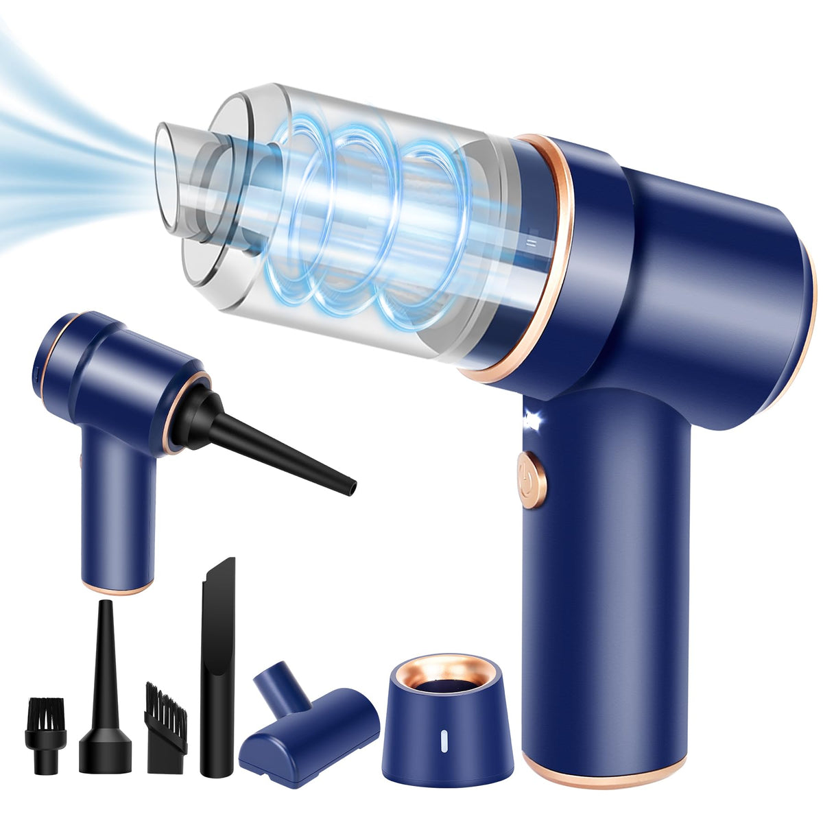 Honlibey front view handheld vacuum showing compact design and LED for precise cleaning