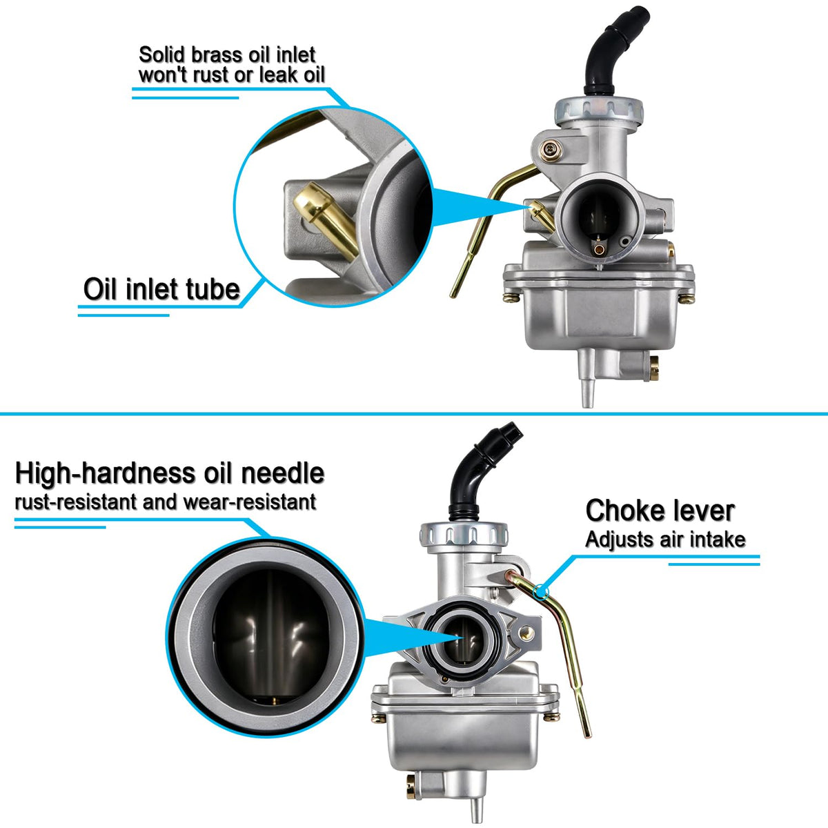 HOOAI carburetor installed on ATV showing improved throttle response