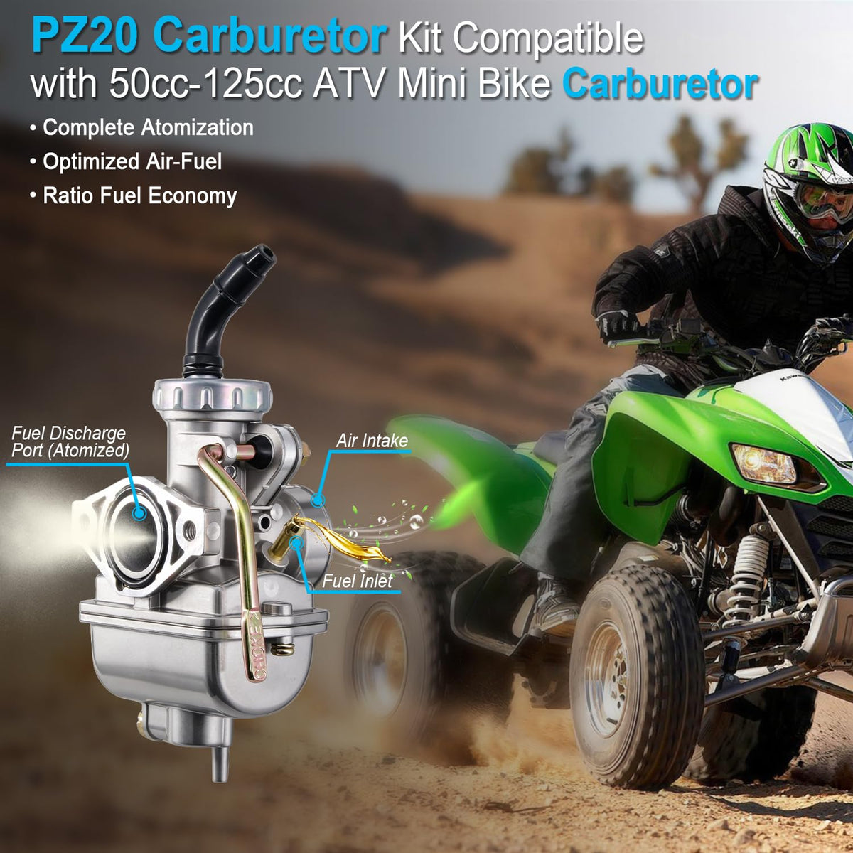 HOOAI side profile of carburetor displaying throttle and choke linkage benefits