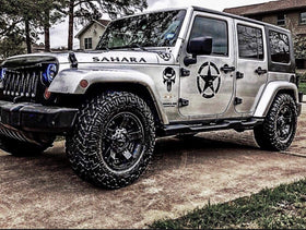 Hooke Road decal on Jeep door showing easy installation and rugged look