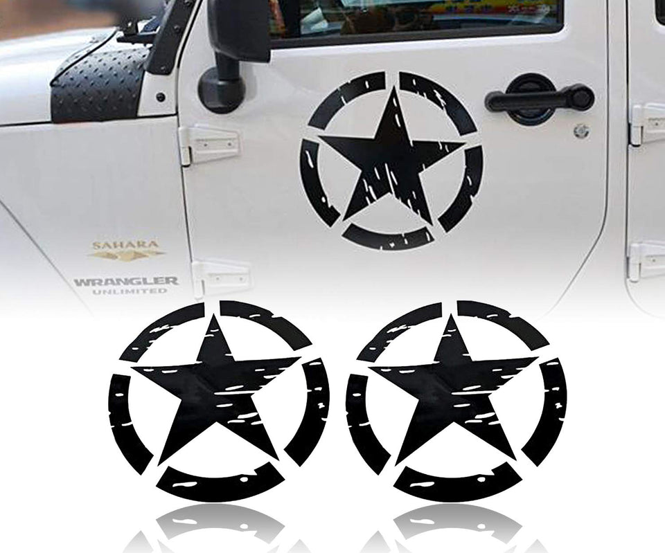 Hooke Road front view of military star decal showing crisp graphic and automotive fit