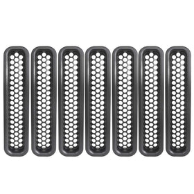 Hooke Road front grille inserts installed on Jeep Wrangler TJ showing aggressive look and protection