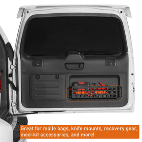 Hooke Road MOLLE pouches installed on panel showing quick-access gear benefit