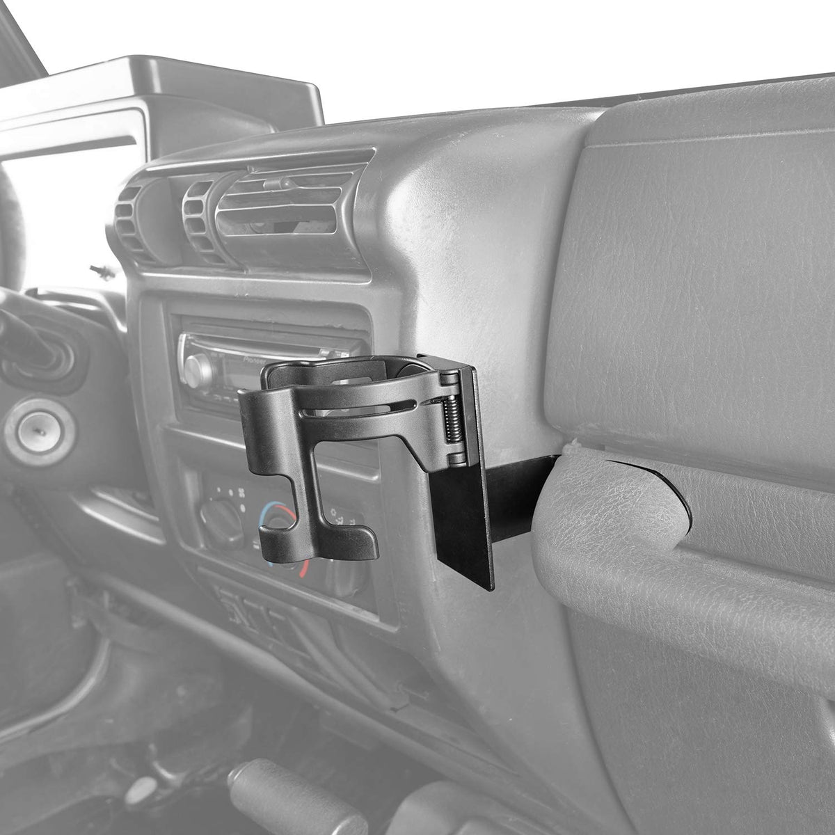 Hooke Road lifestyle view inside Jeep TJ showing tidy cabin convenience