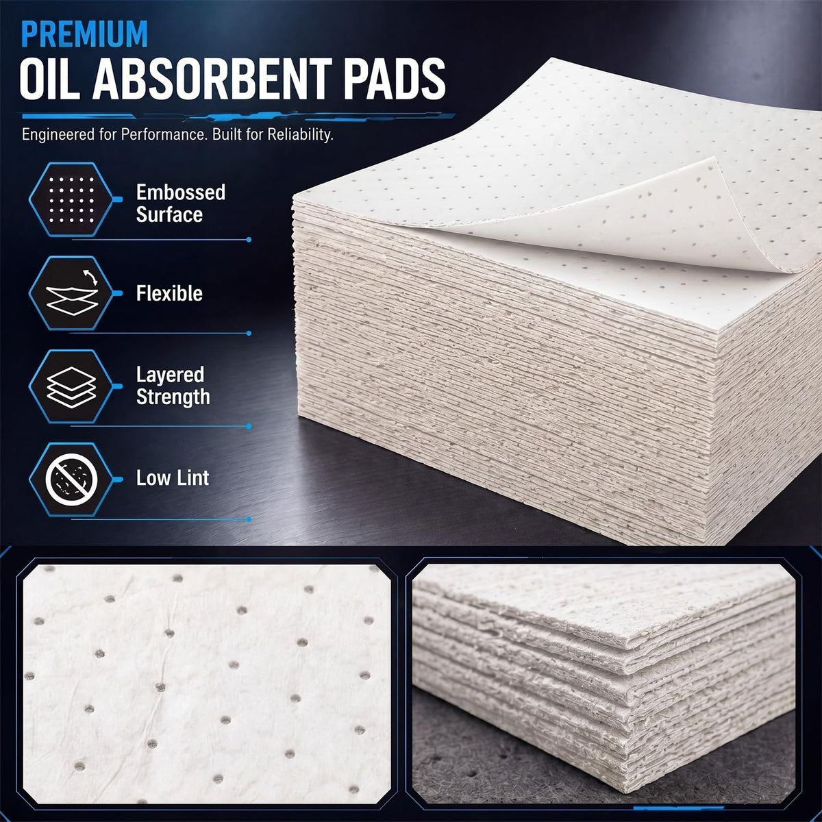 Hoolerry pad absorbing oil under a car to protect garage floor