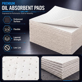 Hoolerry pad absorbing oil under a car to protect garage floor