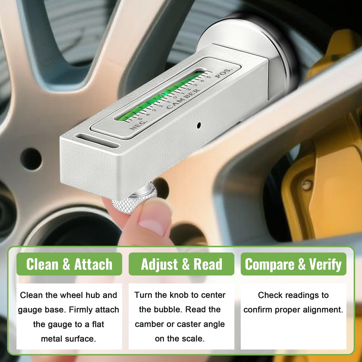 HooLing tool attached to a wheel hub demonstrating on-vehicle use and convenience