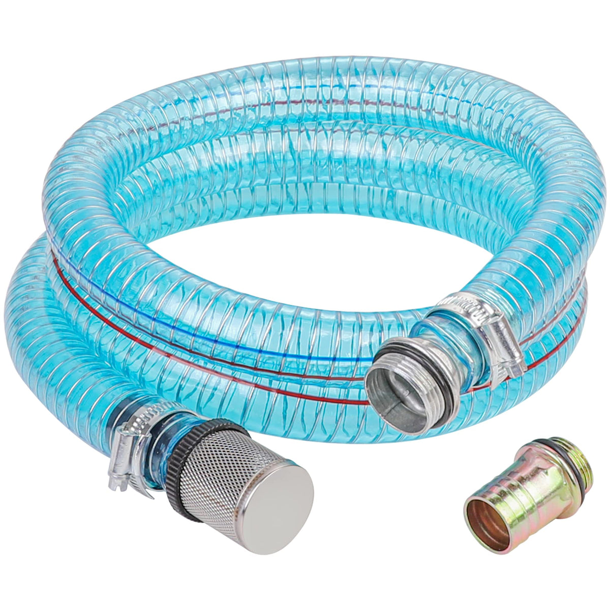 HOOTSUM clear suction hose front view showing length and fittings, easy visual flow monitoring