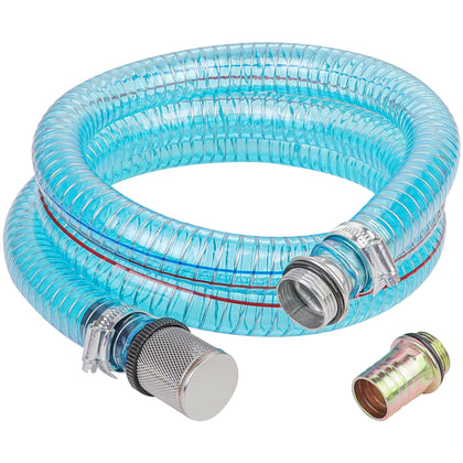HOOTSUM clear suction hose front view showing length and fittings, easy visual flow monitoring