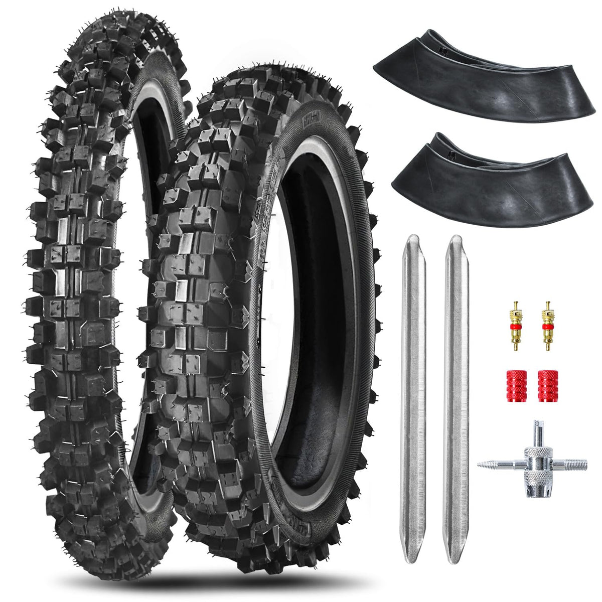HOOUP front tire packaging showing included components and easy installation benefit