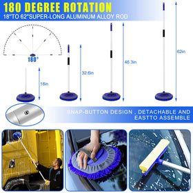 HORDALOR extendable 62-inch brush assembled on car roof provides safer high-area cleaning