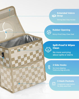 HORJONES car trash can open lid showing leakproof inner lining and easy cleaning benefit