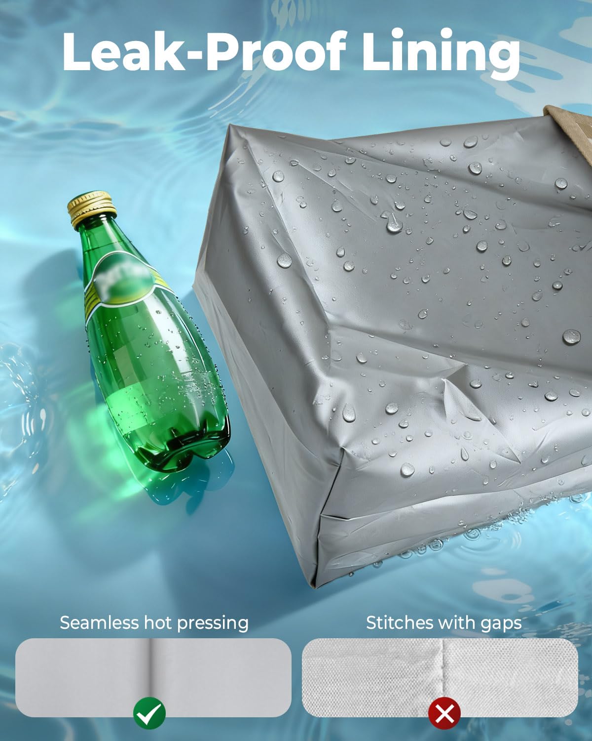 HORJONES trash can mesh pockets filled with phone and bottle showing organized storage benefit