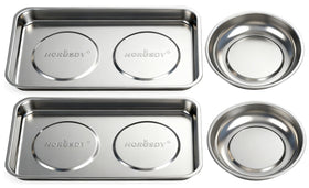 HORUSDY front view of 4-piece magnetic tray set showing sizes and finish, keeps parts organized