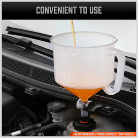 HORUSDY funnel installed in engine bay reducing spills and air pockets