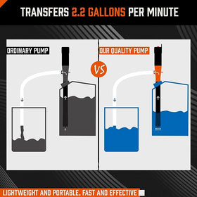 HORUSDY pump in use refueling a lawnmower for fast cordless transfers