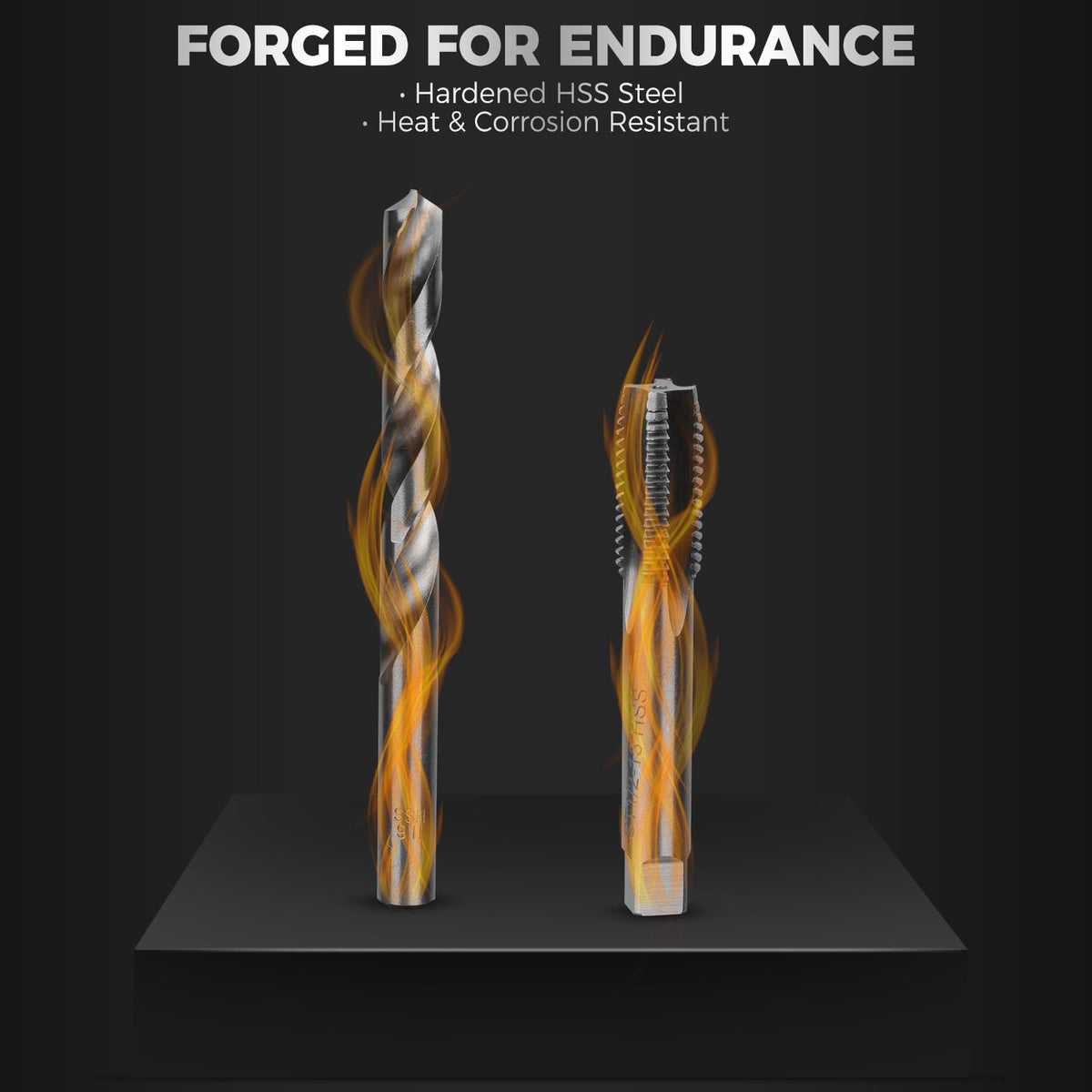 HORUSDY taps and installation tools detail showing hardened alloy durability