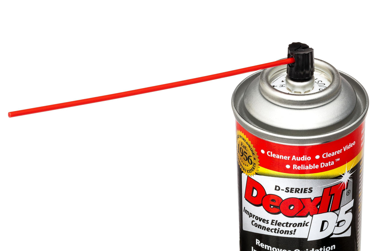 Hosa CAIG DeoxIT protective film close-up showing corrosion prevention benefit