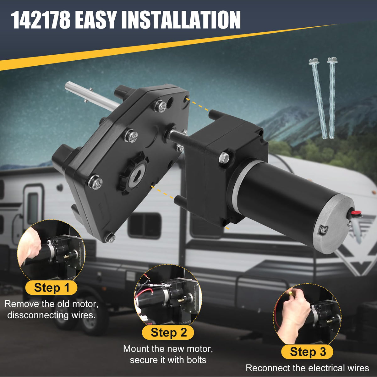 Hosile installed on 5th wheel leg providing reliable leveling power