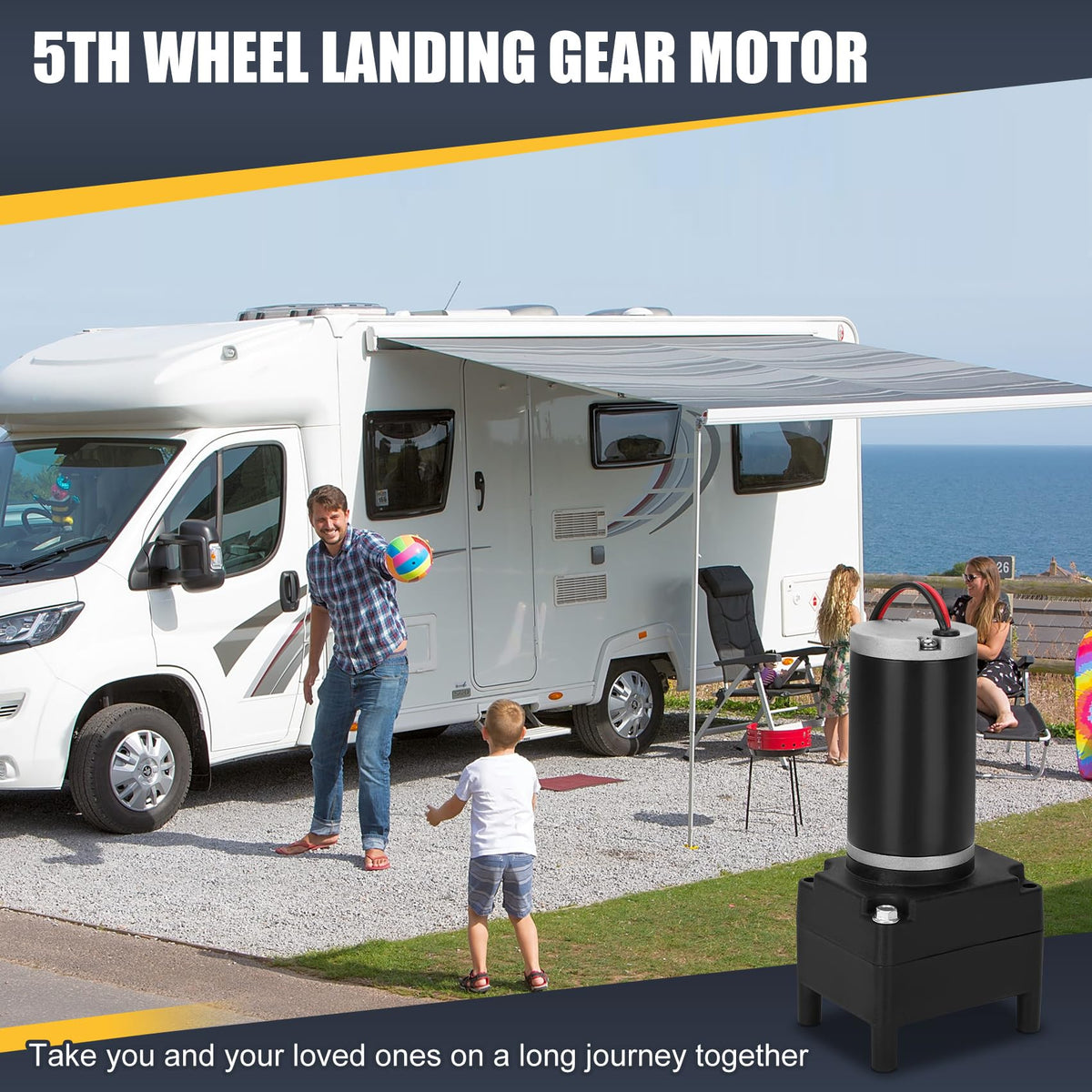 Hosile motor on RV in campsite demonstrating durable outdoor use