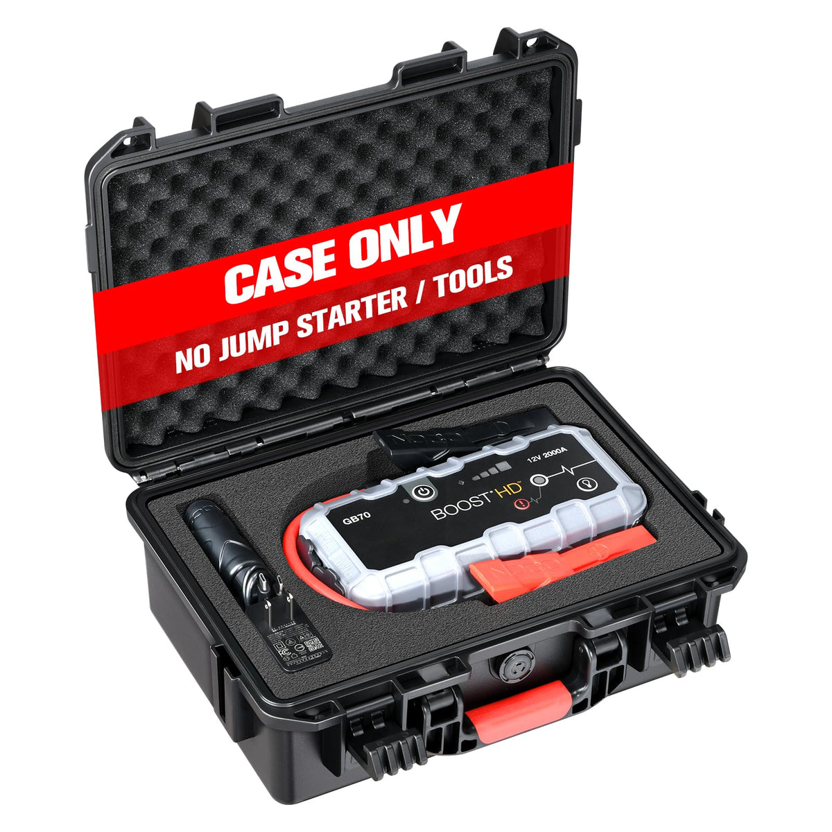HOSOCASE front closed view showing durable hard shell and secure latch for protection