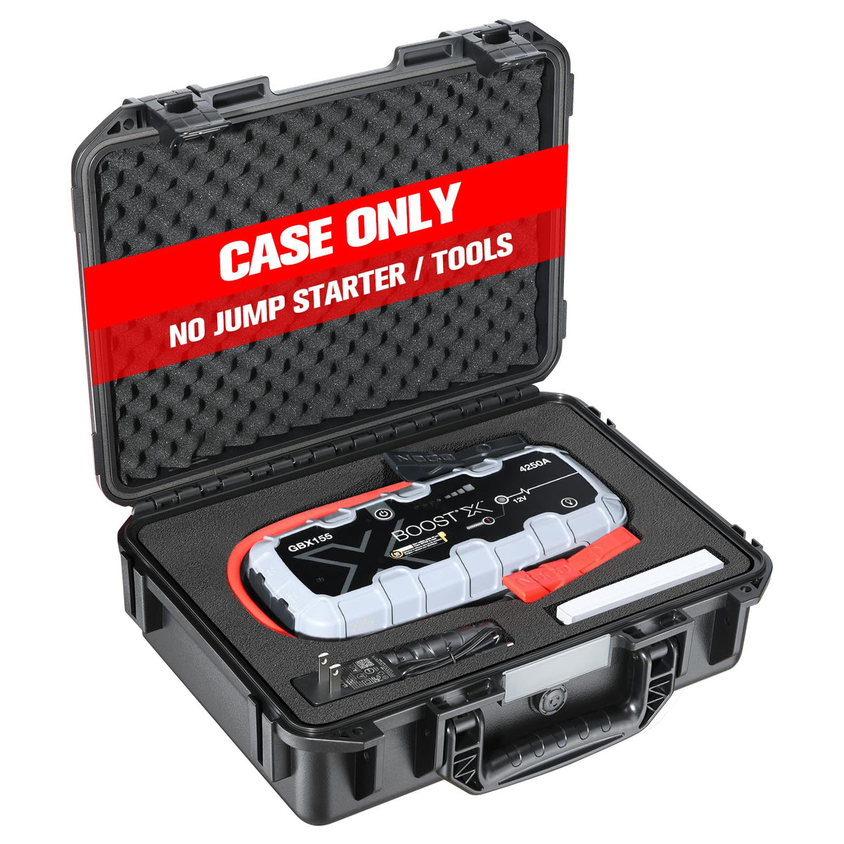 HOSOCASE front view showing rugged case protecting NOCO gear