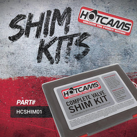 Hot Cams shims close-up with laser-etched sizes visible, enabling faster selection during maintenance