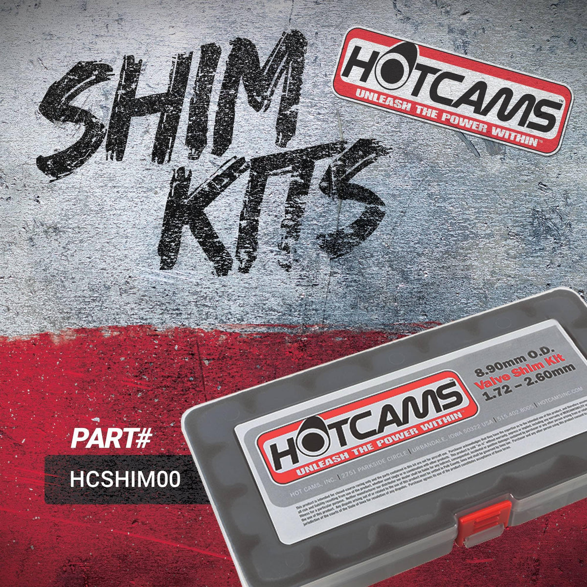 Hot Cams close-up stacked shims demonstrating durable 4140 steel construction