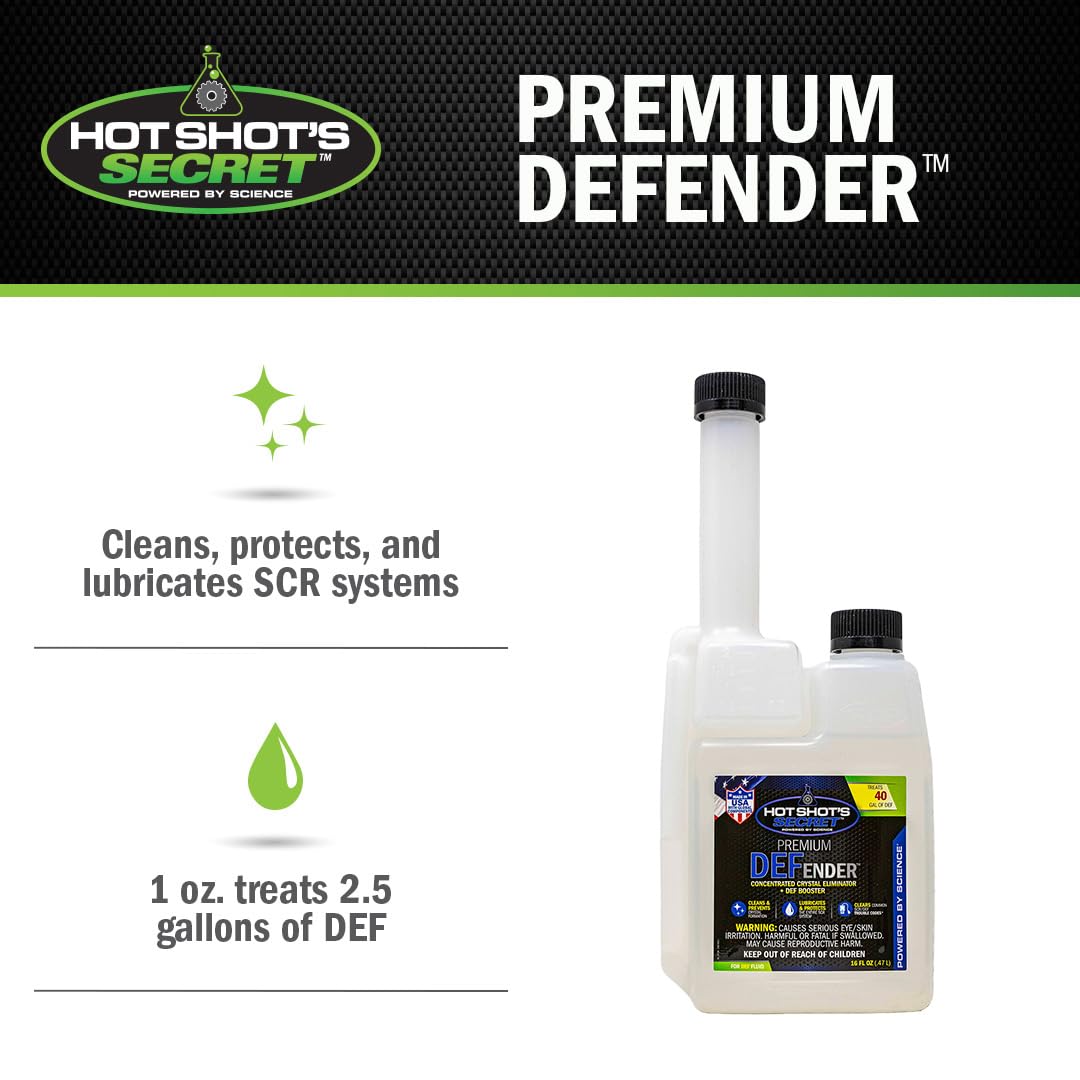 Hot Shot's Secret being poured into a DEF tank demonstrating easy dosing and protection
