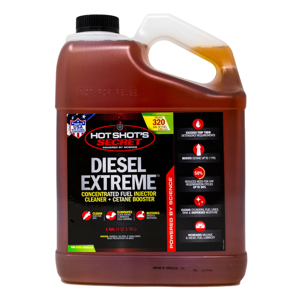 Hot Shot's Secret front packaging showing gallon bottle and clear product benefits