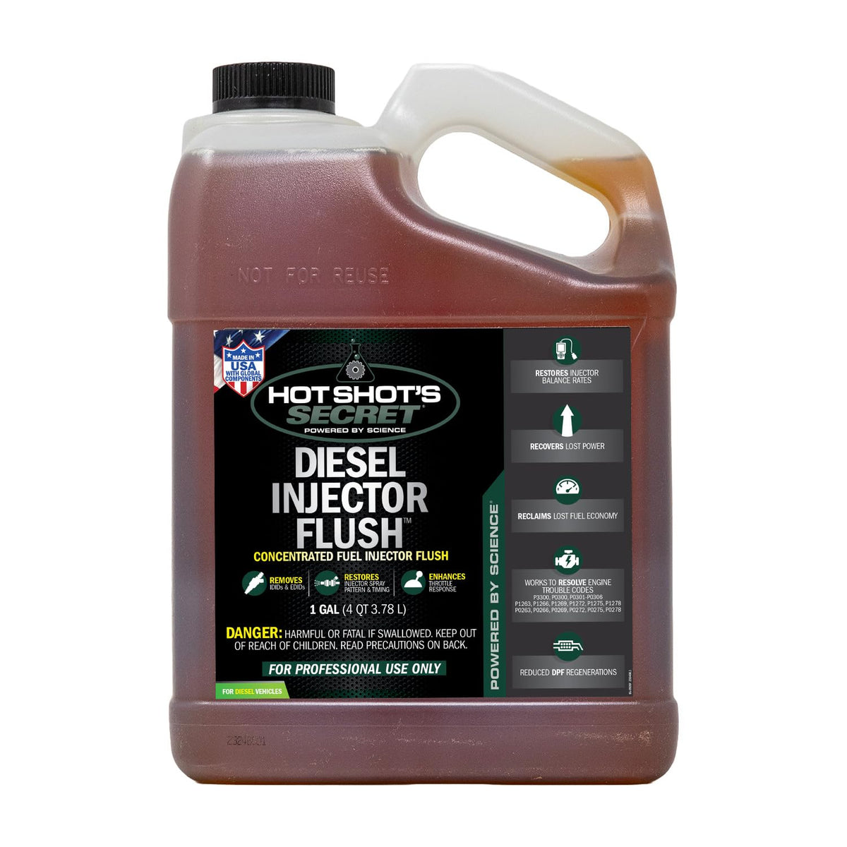 Hot Shot's Secret front view of one-gallon bottle showing product and practical capacity