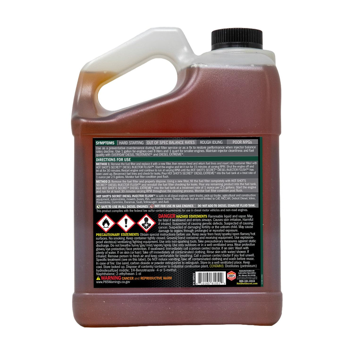 Hot Shot's Secret close-up of label highlighting directions and deposit-removal benefits