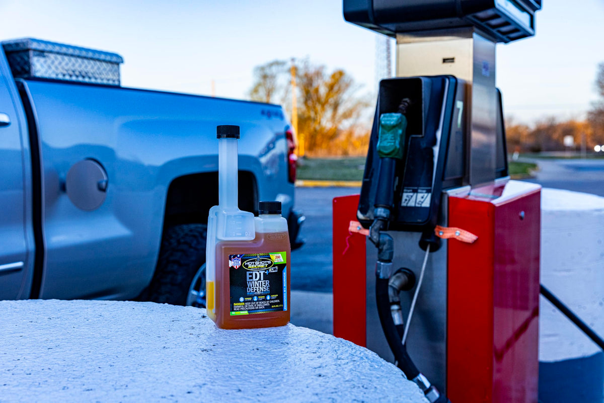 Hot Shot's Secret being poured into diesel tank to prevent gelling