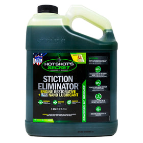 Hot Shot's Secret front gallon bottle showing product and benefit of cleaner oil system