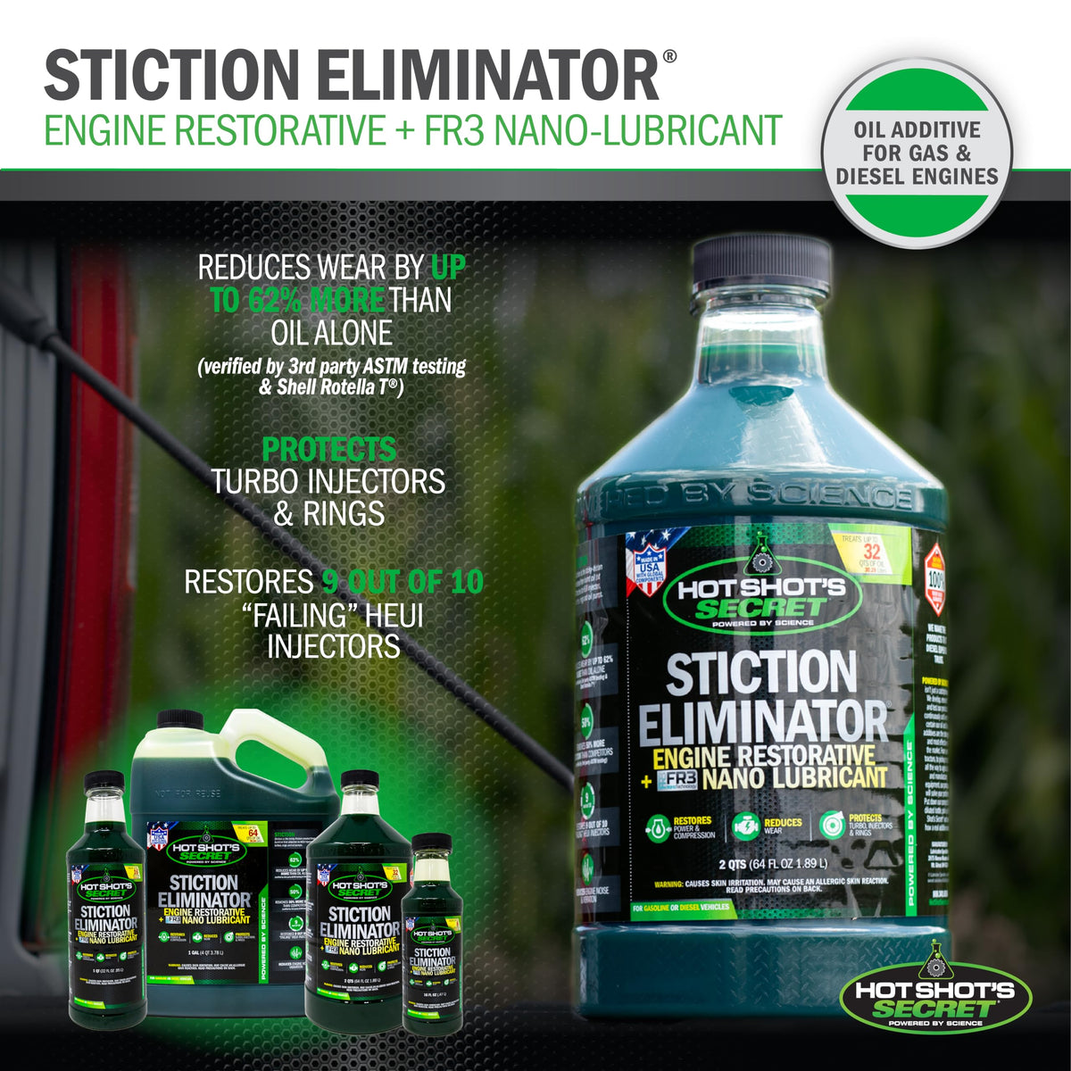 Hot Shot's Secret pouring into engine oil during service to restore injector function