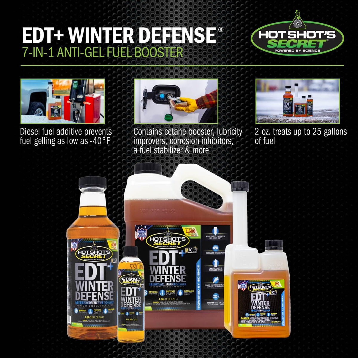 Hot Shot's Secret used at a roadside fill-up in snowy winter conditions